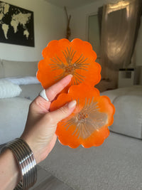 Plateau et ses deux sous verres assortis orange - élégance moderne — vue 4
