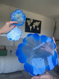 Plateau et ses deux sous verres assortis bleu mer - élégance moderne — vue 3