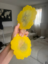 Plateau et ses deux sous verres assortis jaune - élégance moderne — vue 5