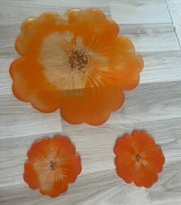 Plateau et ses deux sous verres assortis orange - élégance moderne — vue 1