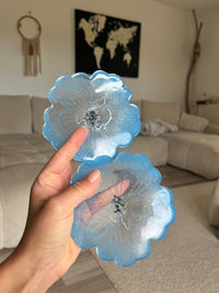 Plateau et ses deux sous verres assortis bleu clair - élégance moderne — vue 4