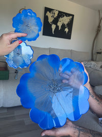 Plateau et ses deux sous verres assortis bleu mer - élégance moderne — vue 4