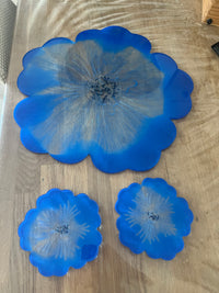 Plateau et ses deux sous verres assortis bleu mer - élégance moderne — vue 1