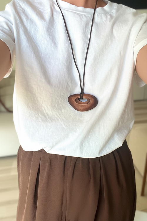 Collier cordon noir bois FANNY