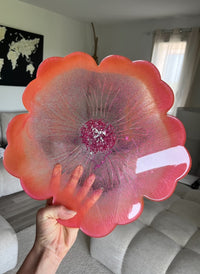 Plateau en résine avec deux sous-verres assortis rose/ orangé - élégance moderne — vue 4