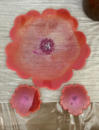 Plateau en résine avec deux sous-verres assortis rose/ orangé - élégance moderne — vue 6